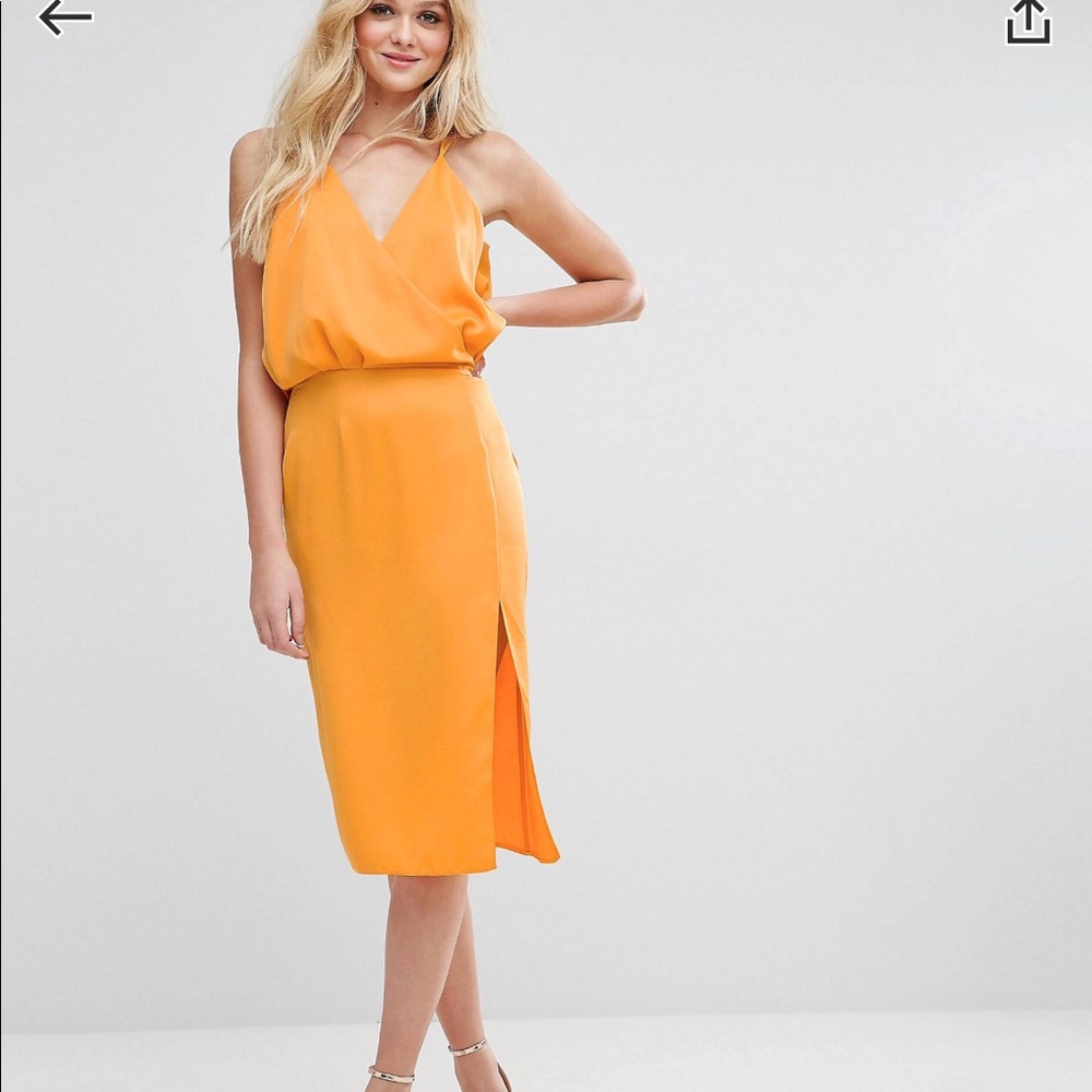 Golden orange midi dress